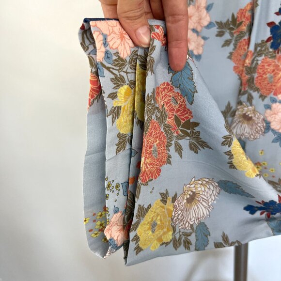 Sz 00- Smythe Mid-Rise‎ Cropped Length Baby Blue Floral Flood Trouser Pants - Picture 8 of 15